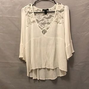 White lace long sleeve shirt